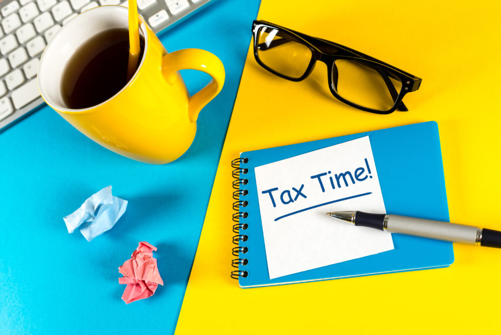 Tax time - Notification of the need to file tax returns, tax form at accauntant workplace.