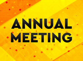Annual Meeting isolated on abstract digital banner yellow background